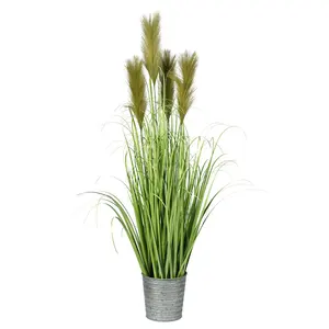 定制90厘米高度洋葱草人工植物盆栽高品质室内装饰芦苇草人工植物