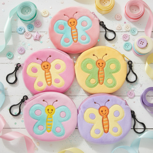 Sac à pièces de <span class=keywords><strong>bingo</strong></span> Manye en velours pelucheux, porte-monnaie de jeu avec motif papillon, forme ronde et cintre pour enfants et famille - Product Image 3