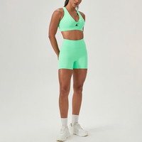 Ensemble short et legging de yoga taille haute uni avec soutien-gorge de sport respirant push-up pour femme – Tenue de fitness sans couture
