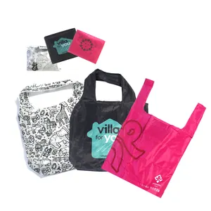 Wholesale Fashion Foldable Supermarket Grocery Bag Ripstop Polypropylene Waterproof Handbag Nylon Reusable Shopping Bag