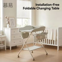 Table à langer mobile pliable réglable en hauteur sans installation, station de soins pour nouveau-nés