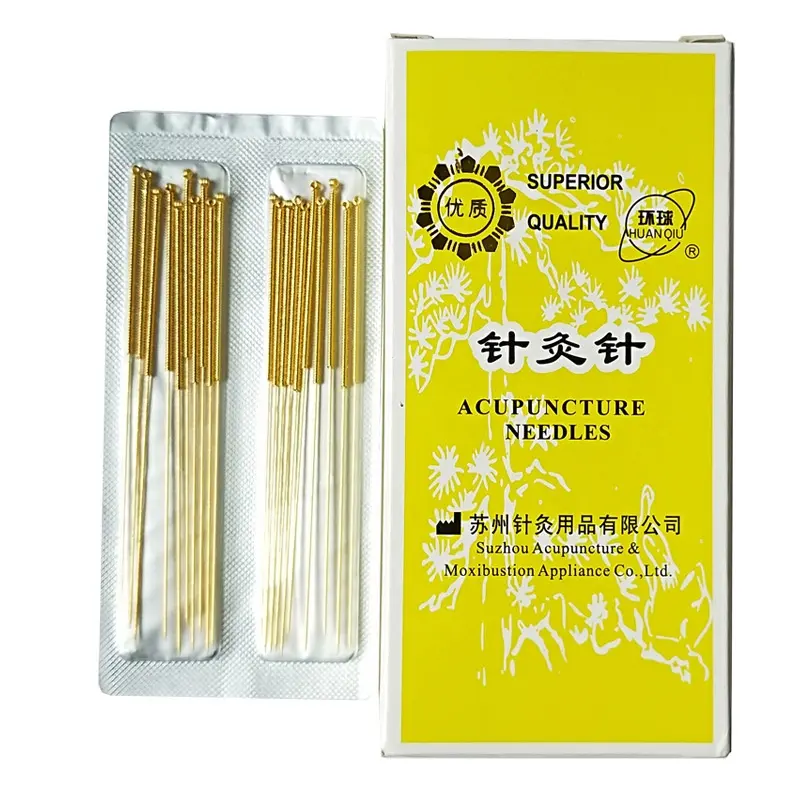 HUANQIU Cinese pieno oro-placcato non usa e getta aghi per agopuntura 20pcs Oro Aghi Per Agopuntura