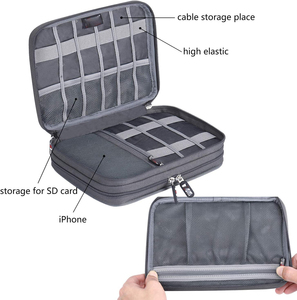 Câbles de charge USB OEM, organiseur de câbles électroniques portable de voyage à double couche, sac numérique pour accessoires électroniques - Product Image 3