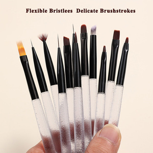 Pinceaux à ongles personnalisés avec logo, manche transparent, applicateur d'huile, pour manucure, liner, détails, plats, ovales, ronds, pour gel, French, ombré, design, peinture - Product Image 2