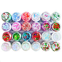 Poudre de paillettes cosmétiques en gros d'usine, paillettes hexagonales en PET, paillettes holographiques en vrac, paillettes épaisses mélangées pour l'artisanat, 24 couleurs