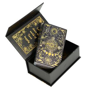 Jeu de cartes de <span class=keywords><strong>tarot</strong></span> classique en plastique doré 12*7 pour débutants, 78 cartes, imperméable, jeu de table avec boîte cadeau colorée - Product Image 3