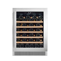 Réfrigérateur à vin vertical homologué ETL pour 52 bouteilles, cadre en bois de hêtre noir, réfrigérateur de présentation de vin rouge