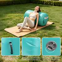 Rouleau de gymnastique gonflable vert menthe avec pompe, baril d'air stable pour l'entraînement de gymnastique et le yoga, plusieurs tailles