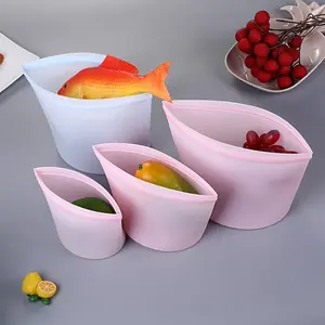 New Design Reusable Eco Friendly Food Storage Zip Lock Silicone Food Bags Kitchen Accessories
