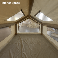 Grande tente familiale portable quatre saisons pour le camping, imperméable, en toile Oxford, en coton aérien, glamping, gonflable, deux chambres