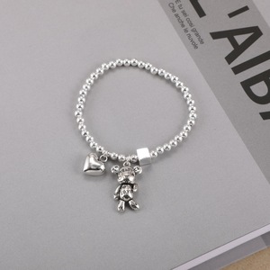 Ingrosso 2025 bella ragazza ciondolo di trifoglio ciondolo 925 <span class=keywords><strong>argento</strong></span> Sterling braccialetto gioielli grazioso cuore ciondolo braccialetti di perline - Product Image 5