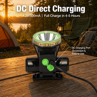 Linterna Frontal LED Recargable, Impermeable IPX8, 350 Lúmenes, Correa Ajustable de ABS, para Camping, Minería, Pesca, Trabajo Nocturno