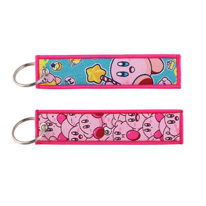 Promotionnel mignon imprimé dessin animé Anime broderie porte-clés tissé tissu étiquette Jet Tag broderie porte-clés - Product Image 2