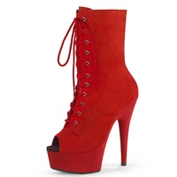 Bottines en daim à talon de 15 cm pour femmes avec semelle extérieure en ABS, toutes saisons, amorti extérieur, antidérapantes, fermeture à lacets