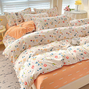 A-Class mère bébé Grade doux pour la peau <span class=keywords><strong>ensemble</strong></span> <span class=keywords><strong>de</strong></span> quatre pièces pur coton brossé drap <span class=keywords><strong>de</strong></span> lit lavé housse <span class=keywords><strong>de</strong></span> couette artisans locaux faits à la main - Product Image 6