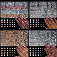 24-grid Pack Rhinestone Kuku Warna-warni Bentuk Datar untuk Seni Kuku, Resin Permata untuk Kuku, Kerajinan Tangan DIY, Set Kotak Hadiah, Dekorasi Murah