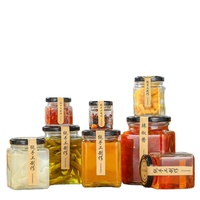 Bouteille en verre carrée vide de 50 ml, pot à nourriture pour fleurs séchées avec couvercle en liège transparent et couvercle en bois, pot en verre pour confiture