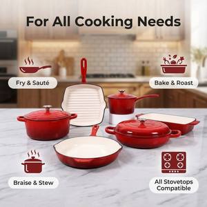 7Pcs Enamel Cast Iron Cookware <strong>Set</strong> <strong>Non</strong> <strong>Stick</strong> Eco Friendly Dutch Oven <strong>Saucepan</strong> Combo Premium Home Kitchen Cooking Pots <strong>Set</strong> - Product Image 2