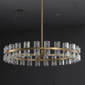 Lustre rond décoratif en <span class=keywords><strong>fer</strong></span> forgé et cristal, style américain, réglable et dimmable, idéal pour villas et mariages - Product Image 2