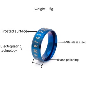 24 de los más vendidos en Europa <span class=keywords><strong>y</strong></span> América: Anillo de doble paso con runas vikingas nórdicas, diseño de runas de fantasía, artículo de moda - Product Image 4