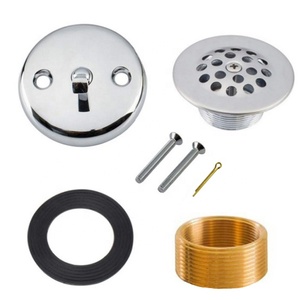 Kit de garniture de drain de baignoire à deux trous avec plaque de trop-plein, garniture de drain de baignoire de remplacement avec filetage grossier, finition chromée - Product Image 6