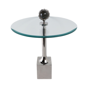 Tavolino Artistico in Vetro con Accento Geode per Piccoli Spazi, Comodino Moderno Decorativo - Product Image 4