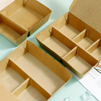 Boîtes à fentes rectangulaires en papier kraft brun biodégradable et écologique, personnalisables, jetables, épaisseur 4 mm, pour sushis et bento, adaptées aux aliments