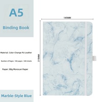Agenda de Papel Blanco A5 de Alta Calidad, Cuaderno de Mármol con Cierre Elástico, Tapa Dura, Planificador Espiral, Regalos Escolares, 80 Hojas