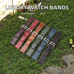 Correa de Reloj de Cuero Genuino de Lujo Vintage Crazy Horse de 18-24 mm con Liberación Rápida para Hombre y Mujer, Transpirable - Product Image 3