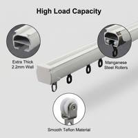 Rail de rideau compact en aluminium silencieux 2,2 mm, robuste et silencieux, avec glissières en téflon, installation facile pour la maison et l'hôtel