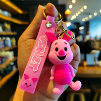 Porte-clés en silicone 3D mignon de dessin animé, non toxique, pendentif pour sac d'école, accessoire de voiture créatif, petite poupée ours