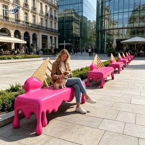 Modern Sculptural Patio <b>Bench</b> Outdoor Leisure <b>Bench</b> Pink Commercial Public Seating - Product Image 1