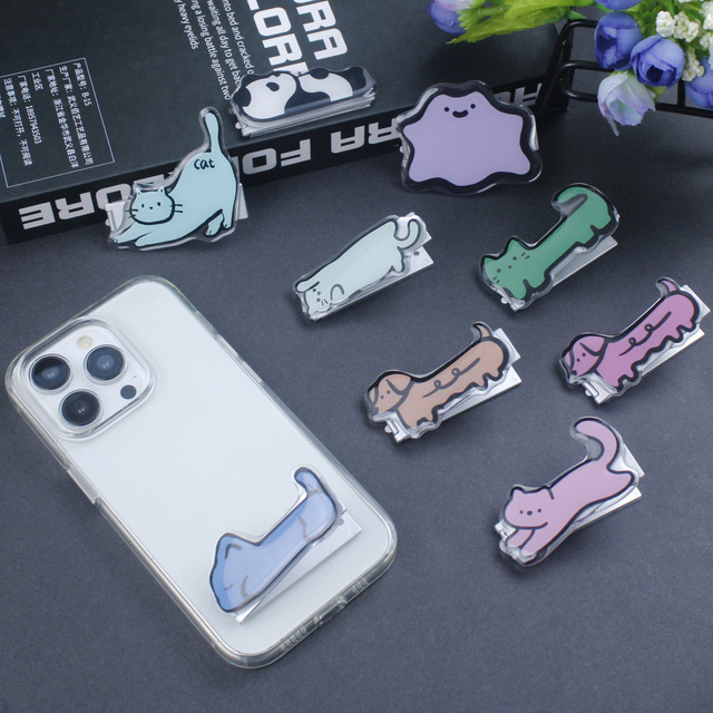 Phone Grip Custom One Clip Folding Phone Holder Lazy Desktop Creative Invisible Back Support Metal Stand Mini Adhesive