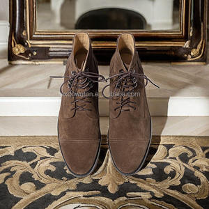 <b>Top</b> Cow Suede Leather Ankle Boots Men Booties High Boots Formal Man Business Brogue <b>Italian</b> Style Big Size Shoes Factory - Product Image 2
