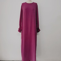 Neue Frühlings-Kollektion: Große Größen Muslimische Abaya für Damen, Arabisch-Dubai-Stil, Einfarbig mit Langen Ärmeln und Rüschen, Langes Kleid