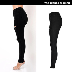 Vente en gros colombien Push up jean taille haute skinny déchiré jean pour femmes <span class=keywords><strong>2022</strong></span> Stretch trou crayon pantalon blanchi Denim jean - Product Image 4