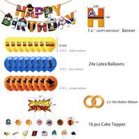 Décorations de Fête d'Anniversaire pour Enfant, Ballons en Latex, Bannière, Décoration de Gâteau, Baby Shower, K0011