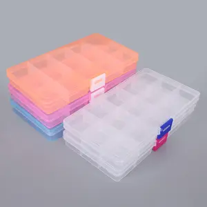 15 bölme plastik saklama takı kutusu bölmesi ayarlanabilir konteyner boncuk küpe kutusu takı dikdörtgen kutusu kasa