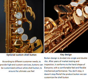 <span class=keywords><strong>Saxophone</strong></span> <span class=keywords><strong>soprano</strong></span> Eb haute performance, laqué or en cuivre phosphoreux, son riche, qualité professionnelle et personnalisable - Product Image 3