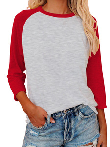Camicetta da donna a maniche 3/4 in cotone con maniche lunghe traspirante a maglia su misura per lo stile Casual primaverile - Product Image 2