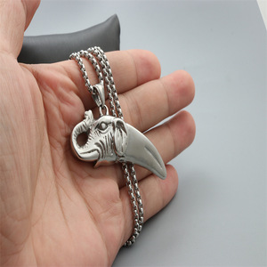 yunnique <b>Elephant</b> Head Pendant Necklace Stainless Steel Fashionable Silver White Unisex <b>Gift</b> Jewelry - Product Image 4