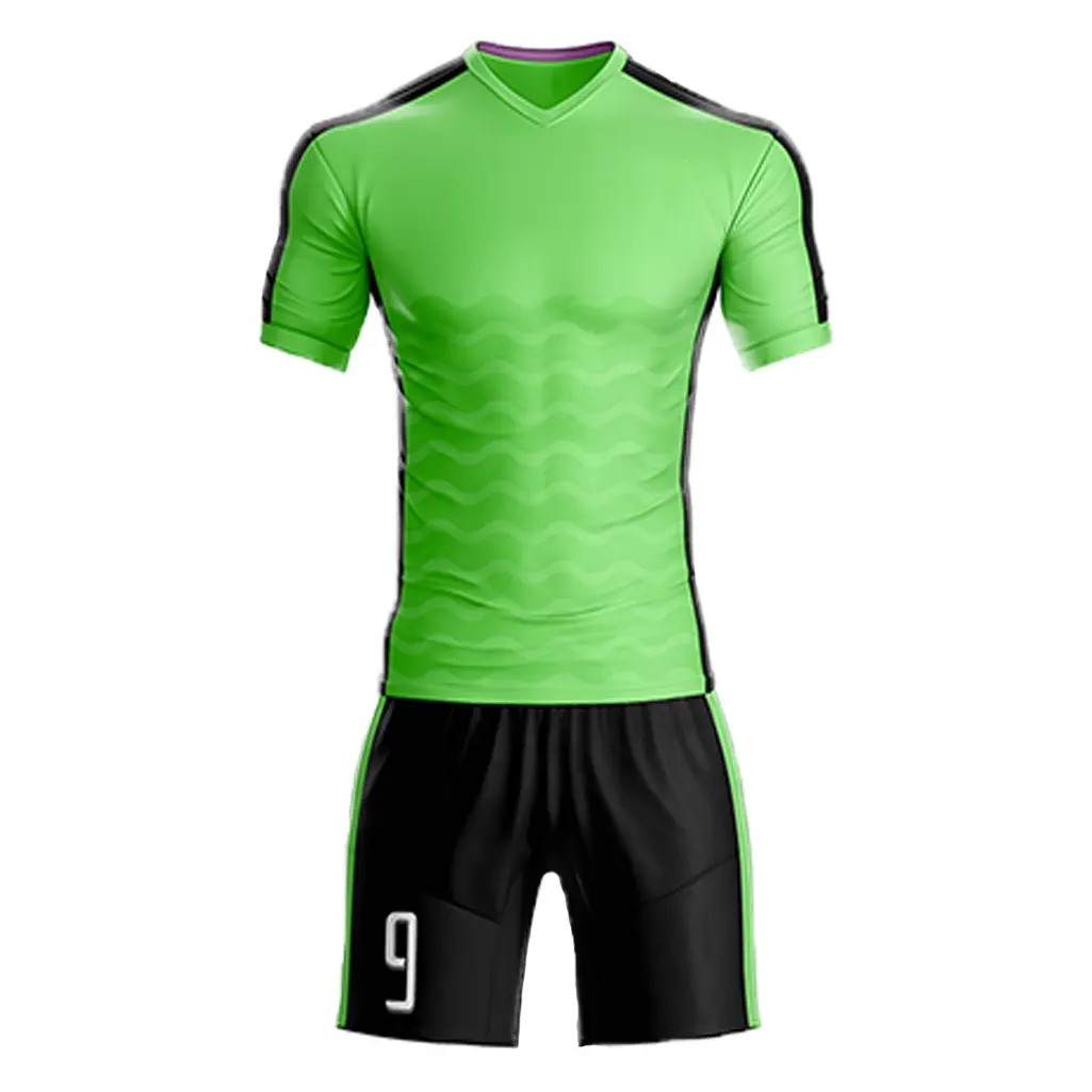 사용자 정의 승화 통기성 폴리 에스터 클럽 저지 팀 축구 유니폼 키트 전체 슬림 맞는 녹색 색상 세트