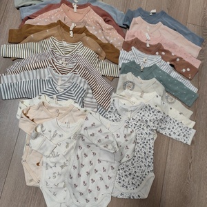 Vêtements pour nouveau-nés unisexes à ouverture latérale en coton biologique à manches longues pour le printemps et l'automne - Product Image 1