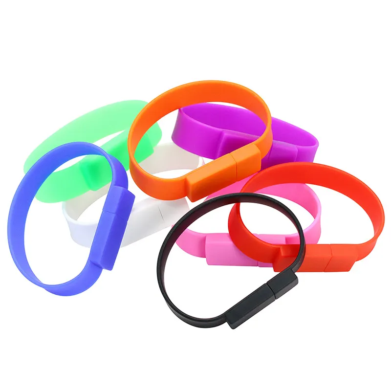 Custom silicone wristband 1GB 2GB 4GB 8GB 16GB 32GB 64GB 128GB cle usb stick bracelet waterproof pvc memoria usb flash drive