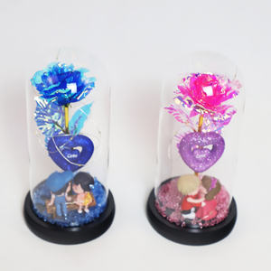 Cúpula de cristal de flor interna de hermoso diseño con corazón con base en el interior de plástico - Product Image 3