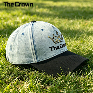 Casquette de baseball structurée à 6 panneaux en denim délavé avec logo personnalisé, bicolore, vente en gros, broderie, fabricant - Product Image 5