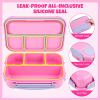 Lonchera Bento para Adultos, Lonchera Bento para Niños, Contenedores de Almuerzo para Niños, Lonchera de 1300 ml con 4 Compartimentos para Niños