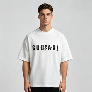 T-shirts en coton pour hommes, surdimensionnés, à épaules tombantes, style streetwear, impression DTG vintage de qualité supérieure, 240 g/m², logo personnalisé - Product Image 1