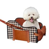 Siège de voiture pour chien de luxe, robuste et portable, avec motif uni, réglable, pour console centrale, surdimensionné, avec accoudoirs, en polyester
