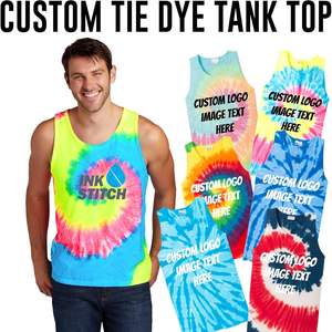 Camisetas sin mangas para hombre de diseño personalizado 2025 Pc147tt Multicolor Tie Dye con su propio logotipo estampado de textos - Product Image 6